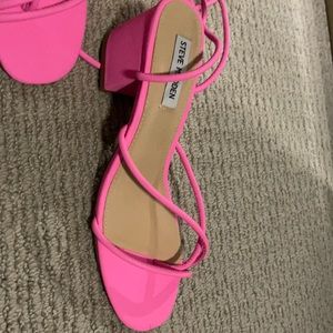 Hot Pink Block heel strapped sandals